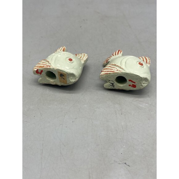 vintage salt pepper shakers fish green hand painted 2" READ - Picture 9 of 9